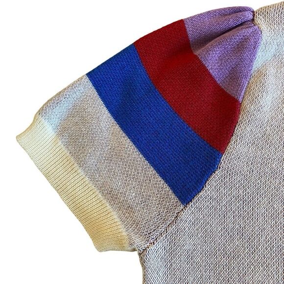 NWOT White Modcoth Chevron Pattern Cap Sleeve Sweater - Picture 6 of 12